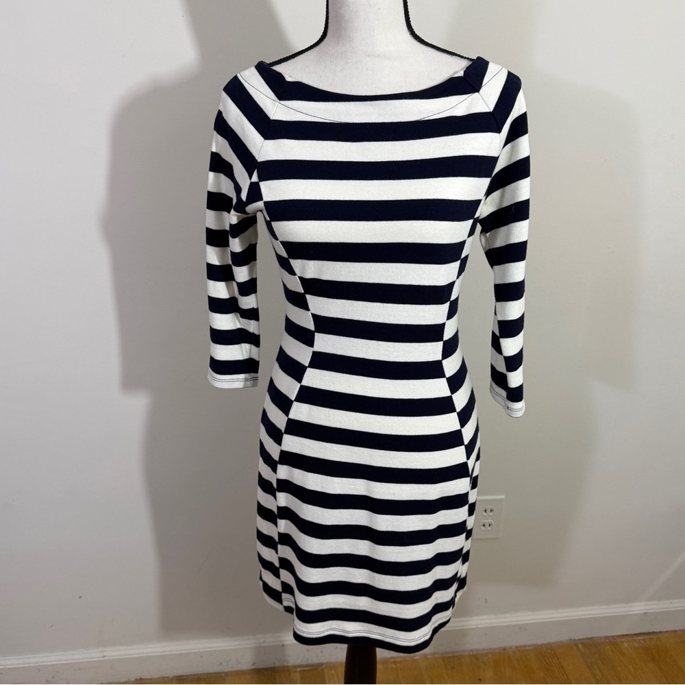 Navy and White Striped Dress